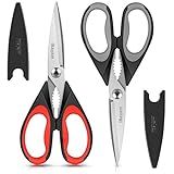 iBayam Kitchen Scissors All Purpose Heavy Duty, Kitchen Utensils Set, Stainless Steel Cooking Utensils Gadgets, Meat Poultry Food Shears Dishwasher Safe Utility Tools Home Gift, with Protective Sheath