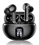 Wireless Earbuds, Bluetooth 5.4 Headphones with 50H Playback, Deep Bass Stereo Ear Buds Clear Calls with LED Power Display, IPX7 Waterproof, in-Ear Earphones with Mic for Phone/Android/iPad, Black