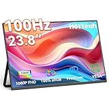 HotYeah 23.8" 100Hz Portable Monitor, 1080P FHD 100% sRGB IPS USB-C HDMI Large External Monitor, Home Gaming 2nd Screen w/180° Adjustable Kickstand for MacBook, Laptop, PC, Phone, Tablet, Switch, PS5