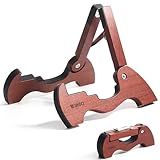 WINGO Wood Guitar Stand, Portable Folding A-frame Wooden Floor Stand for Acoustic Electric Classical Guitars with Non-slip Rubber, Fully Assembled.