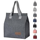 TELLUMO Insulated Lunch Bag for Men Women, Large Reusable Leakproof Lunch Box Container, Small Portable Thermal Snack Bag, Reusable Travel Office Work Beach Cooler Tote Bag for Adults, Grey