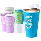 MiraFure Reusable Coffee Cups with Lids, 16 oz, Plastic Travel Coffee Mug, To Go Coffee Cups for Hot and Cold Drinks (15 Pack, 4 Colors Assorted)