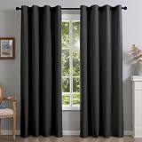 DrapeMaster Fire Retardant Fluorine Free NFPA701 Standard Curtains 84 inches 2 Panels 100% Blackout Drapes for Bedroom Living Room Darkening Curtain Thermal Insulated Grommet (52x84 inch,Black)