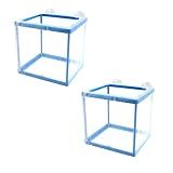 AQUANEAT Fish Tank Breeder 2 pcs Small Mesh Net Fry Saver Aquarium Spawn Hatchery Isolation with Suction Cups