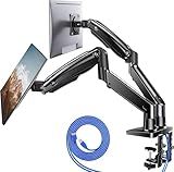 HUANUO Dual Monitor Stand for 13″–40″, Premium Dual Monitor Mount with USB, Height Adjustable Monitor Stand for 2 Monitors, VESA Mount with Clamp/Grommet Base, Holds 26.4lbs per Arm, HNDS7