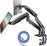 HUANUO Dual Monitor Stand for 13″–40″, Premium Dual Monitor Mount with USB, Height Adjustable Monitor Stand for 2 Monitors, VESA Mount with Clamp/Grommet Base, Holds 26.4lbs per Arm, HNDS7