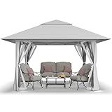 CROWN SHADES 13x13 Pop Up Gazebo, Canopy Tent, Gazebos on Clearance - Outdoor Gazebo for Backyard & Patio Furniture - Carpa Pop Up Tent with Wheeled STO-N-Go Cover Bag (White)