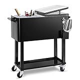 EDOSTORY 80 Qt Rolling Ice Chest Cooler Cart, Stand Up Cooler Trolley