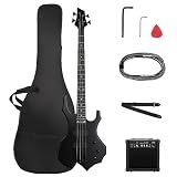 Ktaxon Electric Bass Guitar Full Size Flame Design Bass Guitar Kit (Matte)