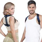 Posturace Posture Corrector for Women & Men - Adjustable Upper Back Brace Straightener Suitable for Lumbar, Shoulder, Neck, Scoliosis, Providing Comfortable Elastic Support and Pain Relief (1, Black)