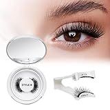 QUEWEL Magnetic Eyelashes 1 Pair Reusable Magnetic Eyelashes with Applicator No Glue Needed Eyelashes Cat Eye Natural Look Lash Clusters Kit Easy to Wear and Remove(B06)