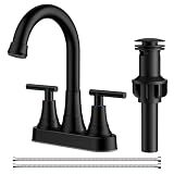 FORIOUS Matte Black Bathroom Faucets, 4 Inch Centerset Bathroom Sink Faucet