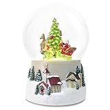 Hpoeude Winter Deer Musical Christmas Snow Globe LED Light Up, Snowflakes Water Globe,120MM 6.7Inch Height Village Water Globe, Valentine's Day Decor, Ideal Gift for Women and Adult.