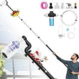 LyriFine Electric Solar Panel Cleaning Brush and Pole Kit, 20Ft Extendable Washing Kit with Water Fed Pole, 2 Speed & Soap Dispenser, Outdoor Window Cleaning Tool for Solar Panel, Window, Roof, RV