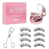 Magnetic Eyelashes, Dual Magnetic False Eyelashes without Eyeliner, Reusable Fake Eyelashes with Applicator No Glue, Natural Look