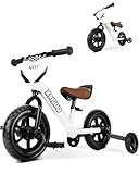 KRIDDO 2-in-1 Kids Tricycle and Toddler Balance Bike 2 Year Old, Detachable Pedals and Stowable Training Wheels, DIY Plate, Riding Trikes Toy for Ages 18 Months to 3 Years, White