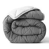 ViscoSoft Twin/Twin XL Reversible Comforter - Duvet Insert -Light/Dark Gray