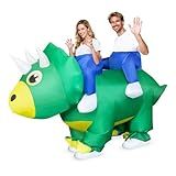Eyourlife 2025 Couple Inflatable Dinosaur Costume, Funny Triceratops Blow Up Costume, 2 Person Riding Costume for Adults Take Photos, Halloween, Cosplay, Dinosaur Theme Parties & Festivals