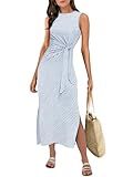 ANRABESS Womens Summer Casual Sleeveless T Shirt Midi Dress Slim Fit Tie Waist Split Tank Long Dresses 2026 Vacation Sundress
