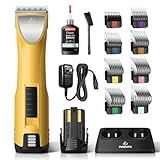 FuzzyFix Professional Dog Clippers for Grooming with Charging Replacement, Low Noise Pet Grooming Kit for Thick Curly Matted Heavy Coats Cordless Hair Trimmer with 8 Metal Guide Combs for Animal Horse
