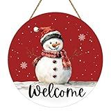 Snowman Christmas Decorations Indoor Christmas Door Decorations Winter Decor Winter Wreath Snowman Wall Decor Wooden Front Door Hanger Welcome Sign for Front Door Porch Wall Indoor Home Decor