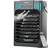 Portable Air Conditioner Cooling Fan with Remote, Quiet with 3 Speeds, 1200ml Personal Air Cooler Fan with 3 Mist, 7 Night Light, 8H Timer, Small Air Conditioner for Bedroom Office