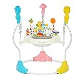 Dream On Me 2-in-1 Baby Activity Center & Bouncer Jumper, 360° Rotating Seat, 3-Height Adjustable, 12 Melodies with Lights & Interactive Toys, Promotes Early Development - Star Print