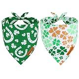ADOGGYGO St. Patrick's Day Dog Bandana, Green Shamrock Scarf, Multi Size Offered, Saint Patrick Day Bandanas for Medium Large Dogs (Large)