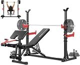 Yoleo 1980LBS Weight Bench with Rack - Bench Press Set, Leg Extension, Preacher Curl & Flat/Incline/Decline Full Body Workout Bench, Adjustable Olympic Weight Benches for Home Gym(47.44IN WIDE GRIP)