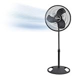Lasko 2521 16 Inch 3-Speed Quiet Adjustable Tilting Wide-Area Oscillating Standing Pedestal Fan for Bedroom, Kitchen, Home, and Office, Black