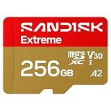 SANDISK 256B Extreme microSD Card + Adapter, Up to 245MB/s Read Speeds