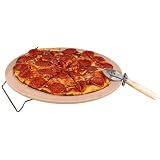 Classic Cuisine Round Pizza Stone with Cutter, 15”