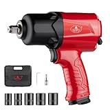 AEROPRO TOOLS 1/2-Inch Aluminum Air Impact Wrench(A398),Twin Hammer with 1380FT-LB Max Loosening Torque, Pneumatic Impact Gun, for Auto Repair, Tire Shop (1380 ft-lbs | Air Impact Wrench + Socket)