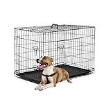 FDW Dog Crate Dog Kennel Cage with Double Door,36 inch Folding Metal Wire Dog Cage with Removable Tray&Divider Panel,Pet Crate for Medium Dogs,Black