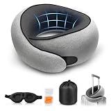 Purroch G-Shape Memory Foam Travel Neck Pillow, Medium Gray