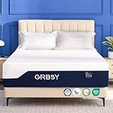 Grbsy Queen Mattress Medium Firm, 14 Inch Cooling Gel Memory Foam Mattress in a Box, Removable Fiberglass Free IceSilk Cover for Hot Sleeper, Spinal Alignment & Pressure Relief, CertiPUR-US Certified