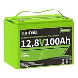 CHITOLI 12V 100Ah TM LiFePO4 Battery, Built in100A BMS, 4000-15000 Deep Cycles, 10-year Lifetime for RV, Trolling Motor, Camping, Marine, Solar, Home Energy Storage