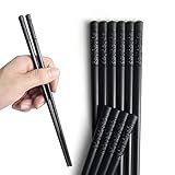 YFWOOD 5 Pairs Chopsticks, Safe Non-Slip Reusable Chopsticks Dishwasher, 9.4 Inch- Black