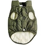 JoyDaog 2 Layers Fleece Lined Warm Dog Jacket for Puppy Winter Cold Weather,Soft Windproof Small Dog Coat,Green XS