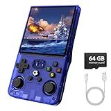 R36MAX Retro Gaming Console, Retro Handheld Games Console with 64GB TF Card, Portable Hand Held Open Source Linux System, 4.0 inch IPS HD Screen Video Game Consoles, 4000mAh Battery (Blue)