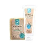 Honey Sweetie Acres Goat Milk Handmade Skincare Bundle Lotion & Soap Bar for Luxurious Hydration, Gentle Cleansing, All-Natural Care (Unscented)