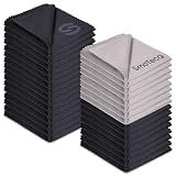 SmoTecQ 32 Pack Microfiber Cleaning Cloths for Glasses (Individually Wrapped) - Premium Optical Lens Cleaner for Screens, iPhone, iPad, Camera & Eyeglasses - Washable & Lint Free (Black & Grey)