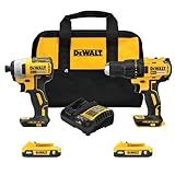 DEWALT 20V MAX Cordless Drill and Impact Driver, Power Drill Brushless 2-Tool Power Tool Combo Kit, Includes 2 Batteries, Charger and Bag (DCK277D2)