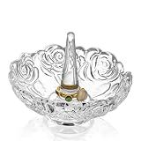 4 Inch Clear Crystal Ring Holder Jewelry Dish Tray Vanity Decor