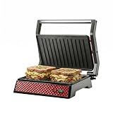 OVENTE Electric Indoor Panini Press Grill + Sandwich Maker, Red GP0620R