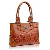 LAVAWA Tote Bag for Women Large Western Purse Ladies Top Handle Shoulder Handbags Vintage Embossed Concho Studs