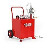 TUFFIOM 15 Gallon Fuel Gas Caddy w/Wheels & Manual Siphon Pump, Portable Diesel Fuel Transfer Storage Tank w/8.9ft Hose, Gasoline Can Container for ATV Car Mowers Tractor Boat Motorcycle