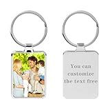 HYPERFOLD Double Side Custom Keychain with Picture Personalized Engraving Photo Text Customized Gifts for Men Boyfriend (Rectangle)