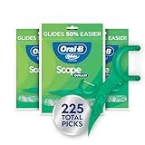 Oral-B Glide Mint Dental Floss Picks with Long Lasting Scope Flavor, 3 Pack of 75 Picks (225 Total)