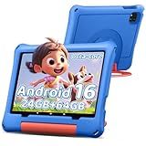 10 inch Kids Tablet, Android 16 Tablet for Kid, Octa-Core Processor, 24GB RAM, 64GB ROM 1TF Card Expandable for Toddler Children,Tablets with Case, Parental Control, 6000mAh, WiFi, BT5.0, Dual Camera
